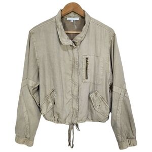 Young Fabulous & Broke Clara Utility Bomber Jacket Beige Womens Size Medium